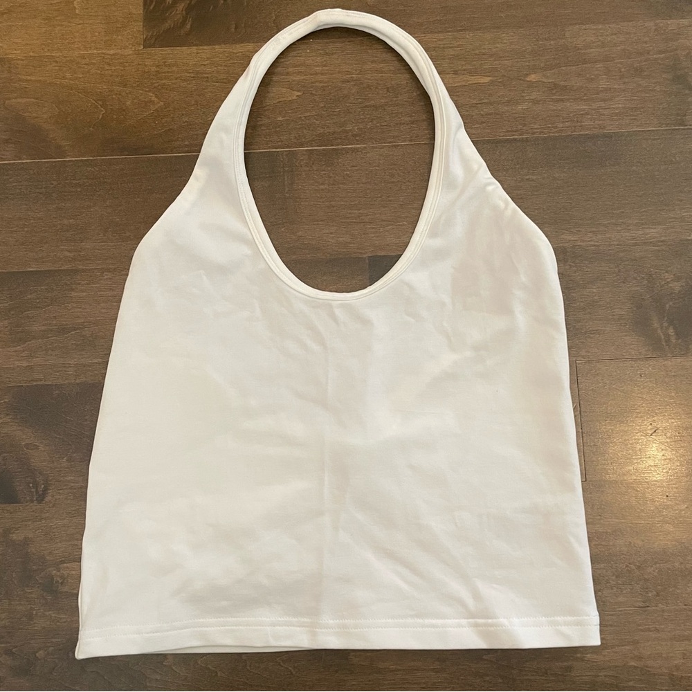Aritzia TNA White Halter Top